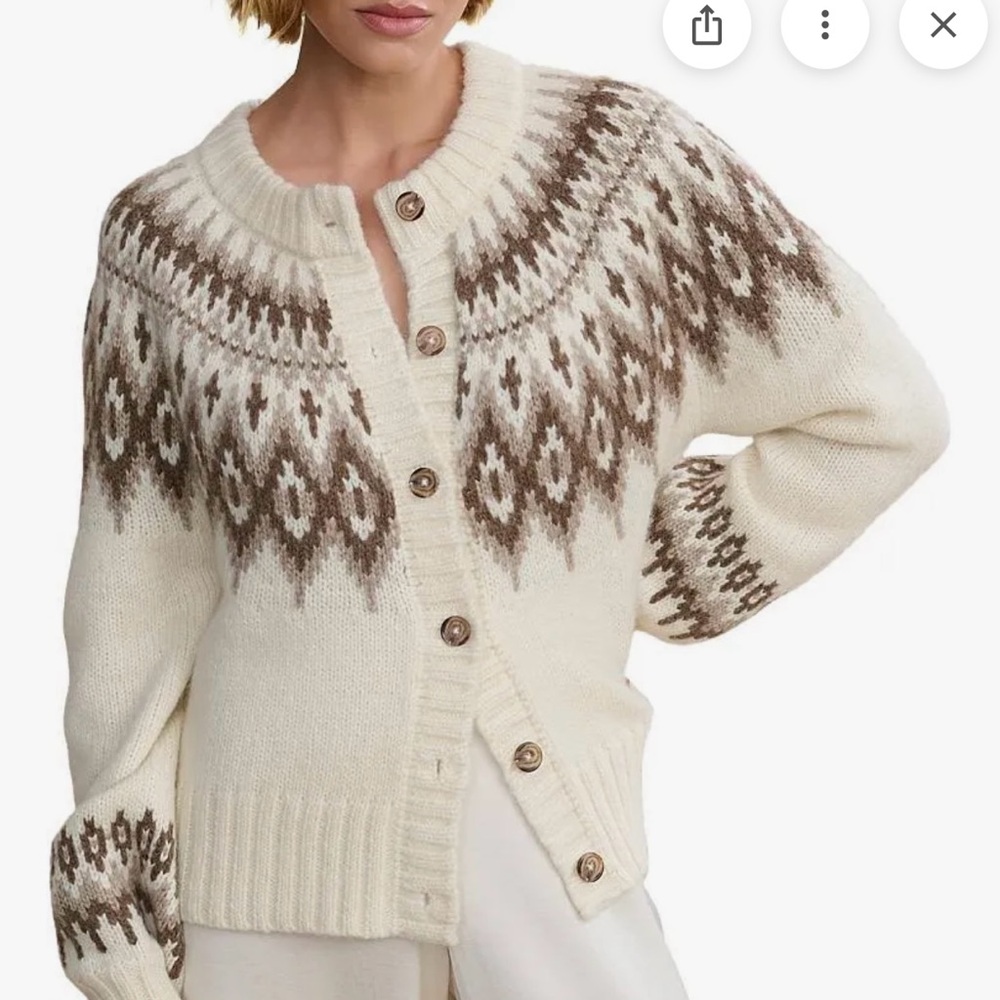 Jenni Kayne NWT Cream Thatcher Knit Fair Isle Cardigan S